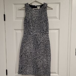 J Crew Navy and White Patterned Midi Dress